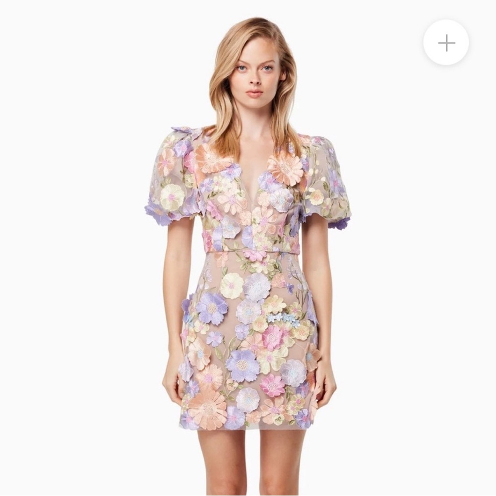 Elliatt Anthea 3D floral lace dress size small NWT